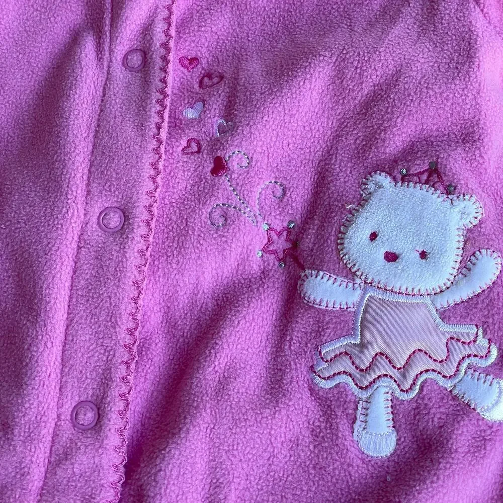 Vintage Carter's Pink Fleece One Piece Romper 6 M Infant Sweet Ballerina Outfit
